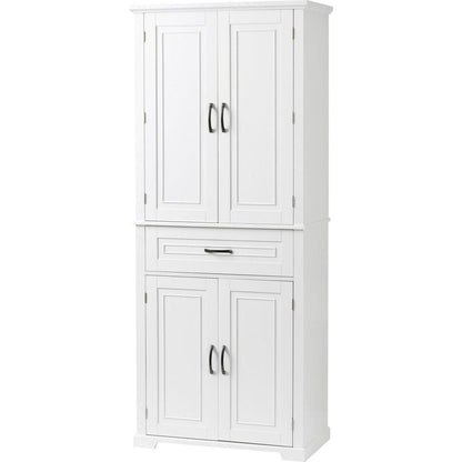 Bathroom Storage Cabinet with Doors and Drawer, Multiple Storage Space, Adjustable Shelf, White