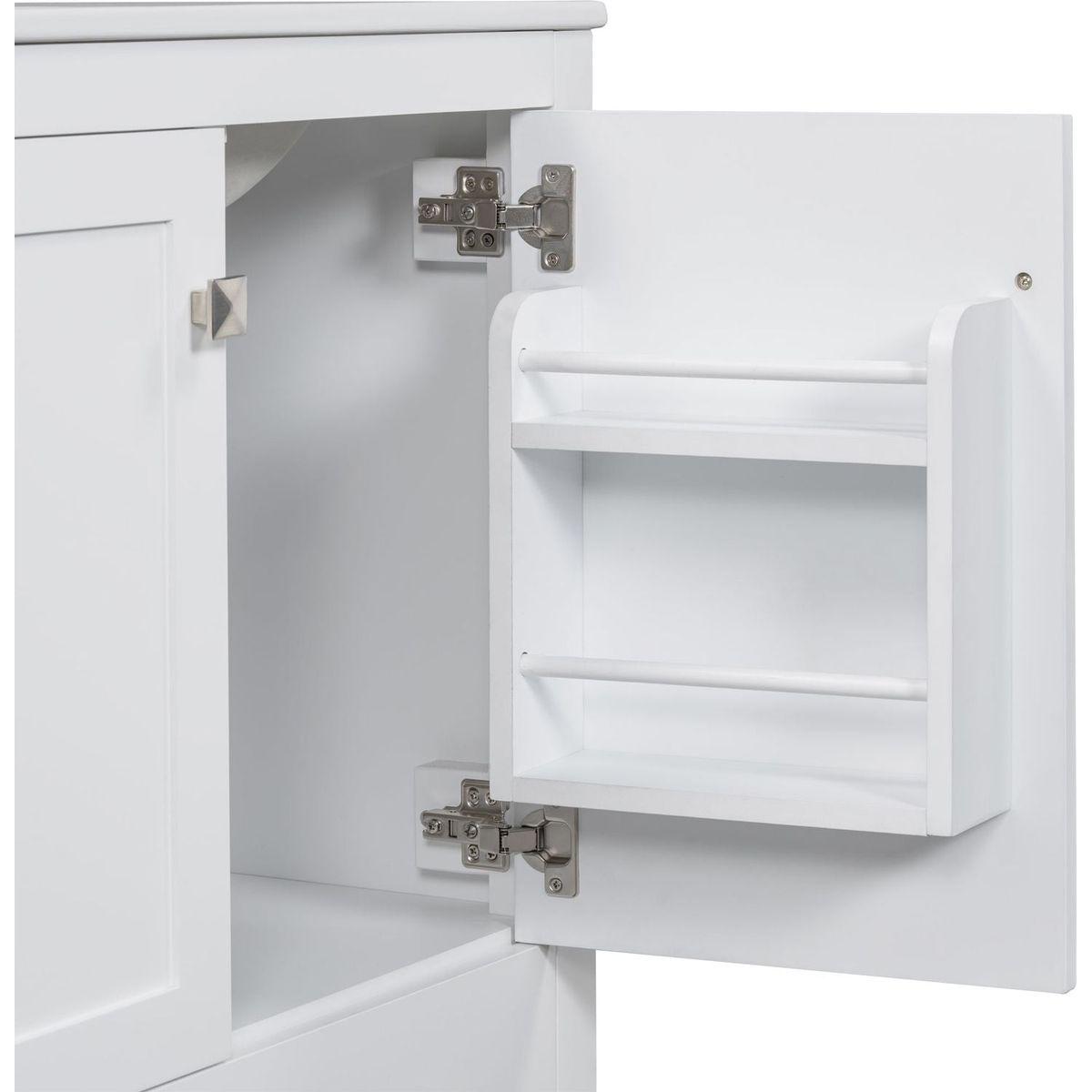 30" White Bathroom Vanity with Single Sink, Combo Cabinet Undermount Sink, Bathroom Storage Cabinet with 2 Doors and a Drawer, Soft Closing, Multifunctional Storage, Solid Wood Frame