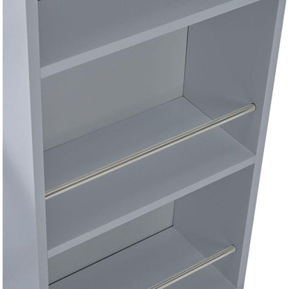 Rolling Kitchen Island With Movable Extended Table, Kitchen Cabinet on Wheels with Power Outlets and 2 Fluted Glass Doors, Kitchen Island with a Storage Compartment and Side 3 Open Shelves, Grey