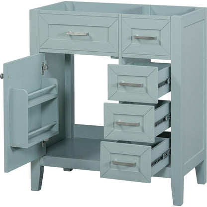 30" Bathroom Vanity without Sink, Cabinet Base Only, Bathroom Cabinet with Drawers, Solid Frame and MDF Board, Green