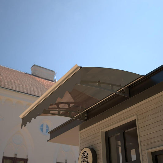 GarLUGH DA4734C Series Door Window Awning Canopy Made of 0.137 Inch Thick Crystal Solid Polycarbonate Sheet and Aluminum Alloy with Valance in size of 47" Wide x 34" Deep for Masonry Concrete Wall