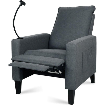 Recliner Chairs for Adults, Adjustable Recliner Sofa with Mobile Phone Holder & Cup Holder, Modern Reclining Chairs Fabric Push Back Recliner Chairs for Living Room, Bedroom, Gray