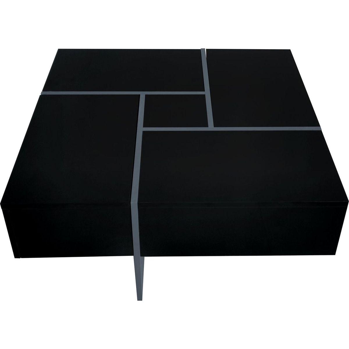 Unique Design Coffee Table with 4 Hidden Storage Compartments, Square Cocktail Table with Extendable Sliding Tabletop, UV High-gloss Design Center Table for Living Room, 31.5"x 31.5"