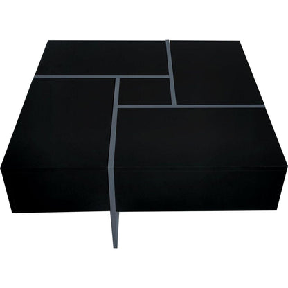 Unique Design Coffee Table with 4 Hidden Storage Compartments, Square Cocktail Table with Extendable Sliding Tabletop, UV High-gloss Design Center Table for Living Room, 31.5"x 31.5"