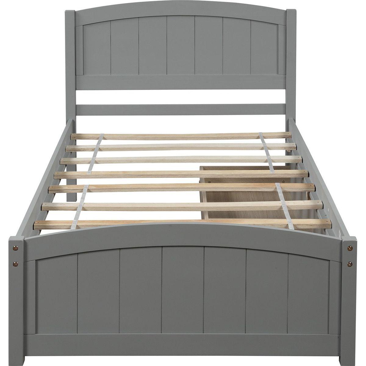 Twin size Platform Bed with Two Drawers, Gray