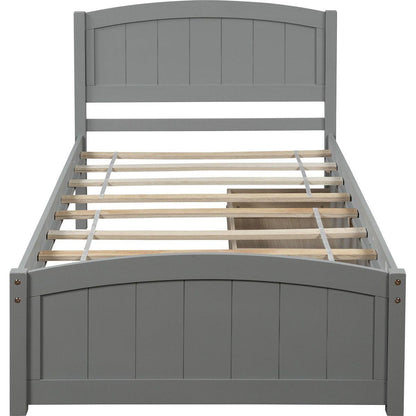 Twin size Platform Bed with Two Drawers, Gray