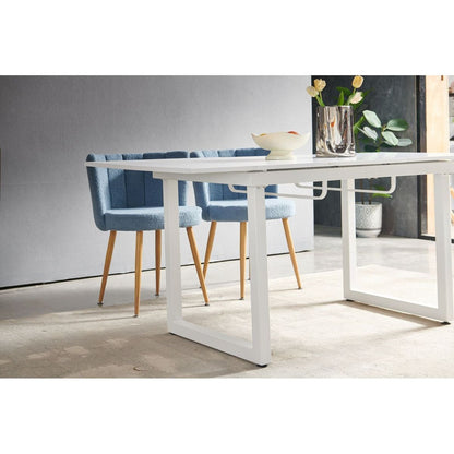 white color,Square Extendable Dining Table with metal leg,Modern Space Saving Kitchen Table for Living Room( 70.86" W x 31.5" D x 29.5" H)