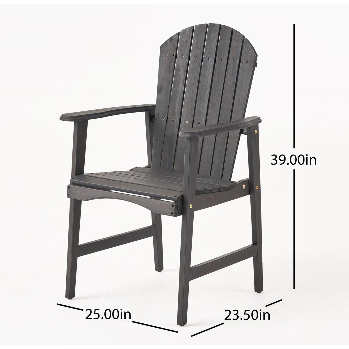 Outdoor Weather Resistant Acacia Wood Adirondack Dining Chairs (Set of 2), Dark Gray Finish