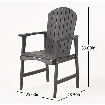 Outdoor Weather Resistant Acacia Wood Adirondack Dining Chairs (Set of 2), Dark Gray Finish