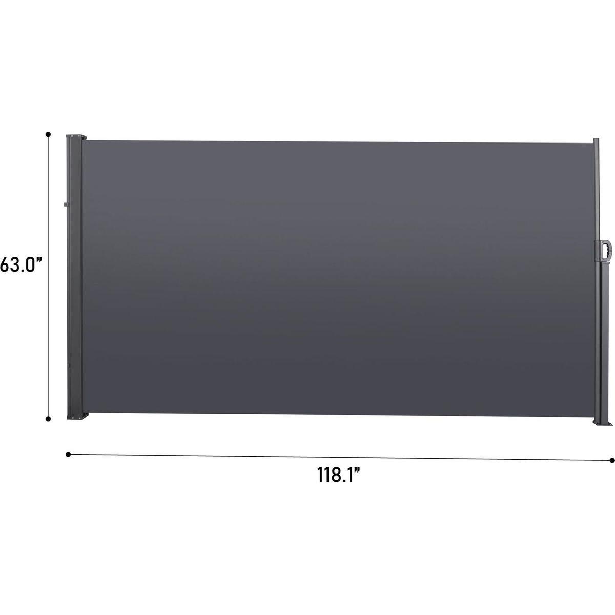 Retractable Side Screen Awning, UV Resistant, Waterproof, Patio Privacy Screen for Garden, Balcony, Courtyard(Dark Grey), 118.1" x 62.99"