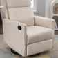 Cotton Linen Fabric Swivel Rocking Chair Glider Rocker Recliner Nursery Chair With Adjustable Back And Footrest For Living Room Indoor,Beige