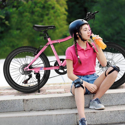 S20101 20 Inch Kids Bike, Boys Girls Mountain Bike Ages 8-12, 7 Speed Teenager Children Kids' Bicycles, Front Suspension Disc U Brake, 14 Inch Height Steel Frame