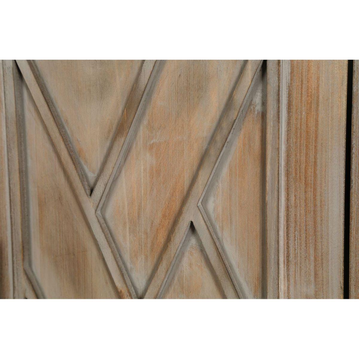 4 Door Wooden Twill Sideboard American Country Vintage Old Living Room Dining Room Hallway Entryway Cabinet (Brown)