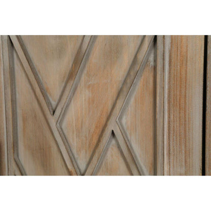 4 Door Wooden Twill Sideboard American Country Vintage Old Living Room Dining Room Hallway Entryway Cabinet (Brown)