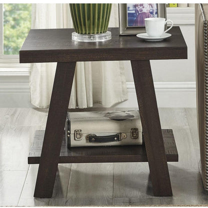 Athens Contemporary Wood Shelf End Table in Weathered Espresso