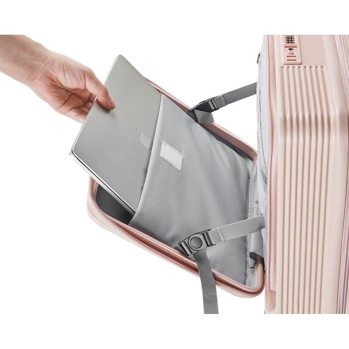 18" Carry On Luggage with Front Open Door &Laptop Interlayer, Hard Shell Suitcase Built-In TSA Luggage Lock, Hardside Lightweight PC Travel Suitcase for Women Men with Spinner Wheels Airline Approved