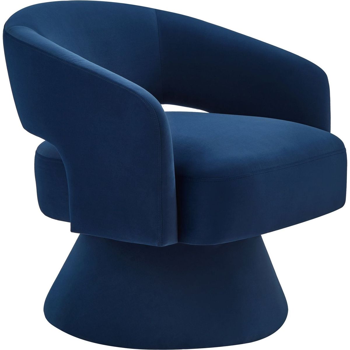 Modern Swivel Barrel Chair, Upholstered Velvet Round Accent Chairs,360 Degree Comfy Swivel Chair with Open Backrest, Single Chair Armchair for Living Room Bedroom, Homerest,Navy