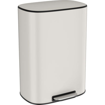 13 Gallon 50L Kitchen Foot Pedal Operated Soft Close Trash Can - Stainless Steel Ellipse Bustbin - White