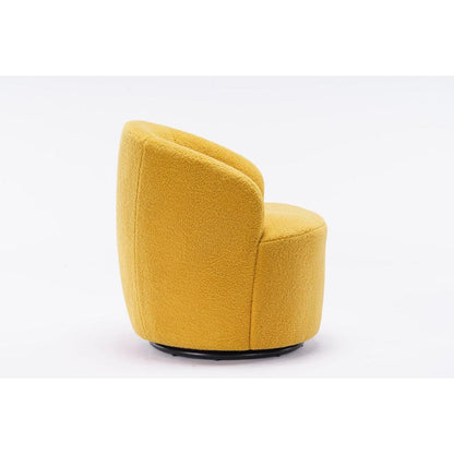 Teddy Fabric Swivel Accent Armchair Barrel Chair With Black Powder Coating Metal Ring,Yellow