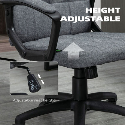 Vinsetto Fabric Office Chair, Computer Desk Chair, Swivel Task Chair with Arms, Adjustable Height, Swivel Wheels, Mid Back, Charcoal Gray