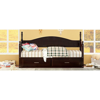 Wooden Twin Size Daybed with Twin Size Trundle, Extendable Daybed with Two Storage Drawers, Espresso