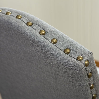 Mod Urban Style Solid Wood Nailhead Grey Fabric Padded Parson Chair, Set of 2