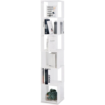 6 tier Rotating Bookshelf, Floor Rack Simple Bookcase with Acrylic plate Student Multi-Function Creative Bookshelf for Living Room
