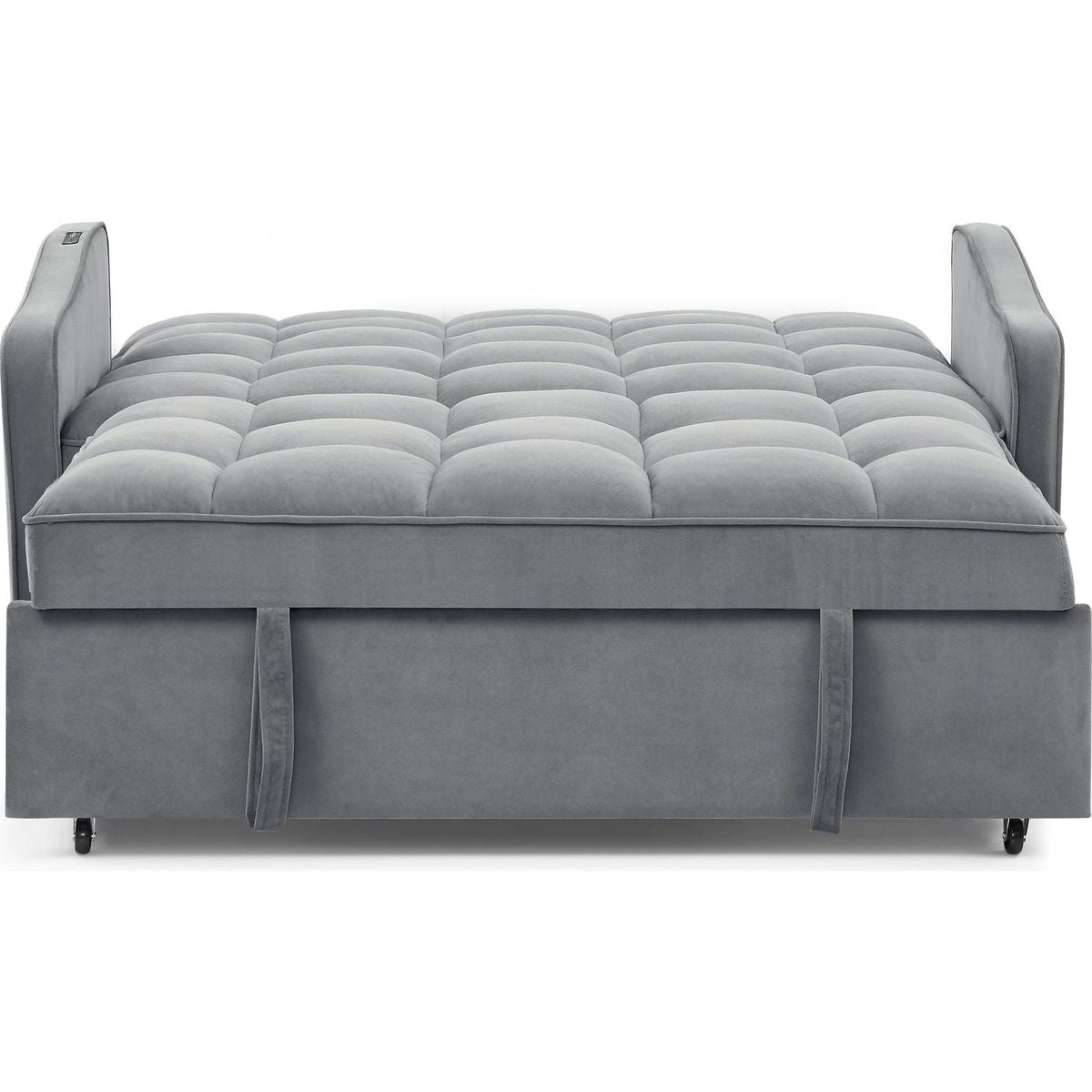 Loveseats Sofa Bed with Pull-out Bed,Adjustable Back and Two Arm Pocket,TypeC and USB Charging with Copper nail,Grey (47"x53"x31")