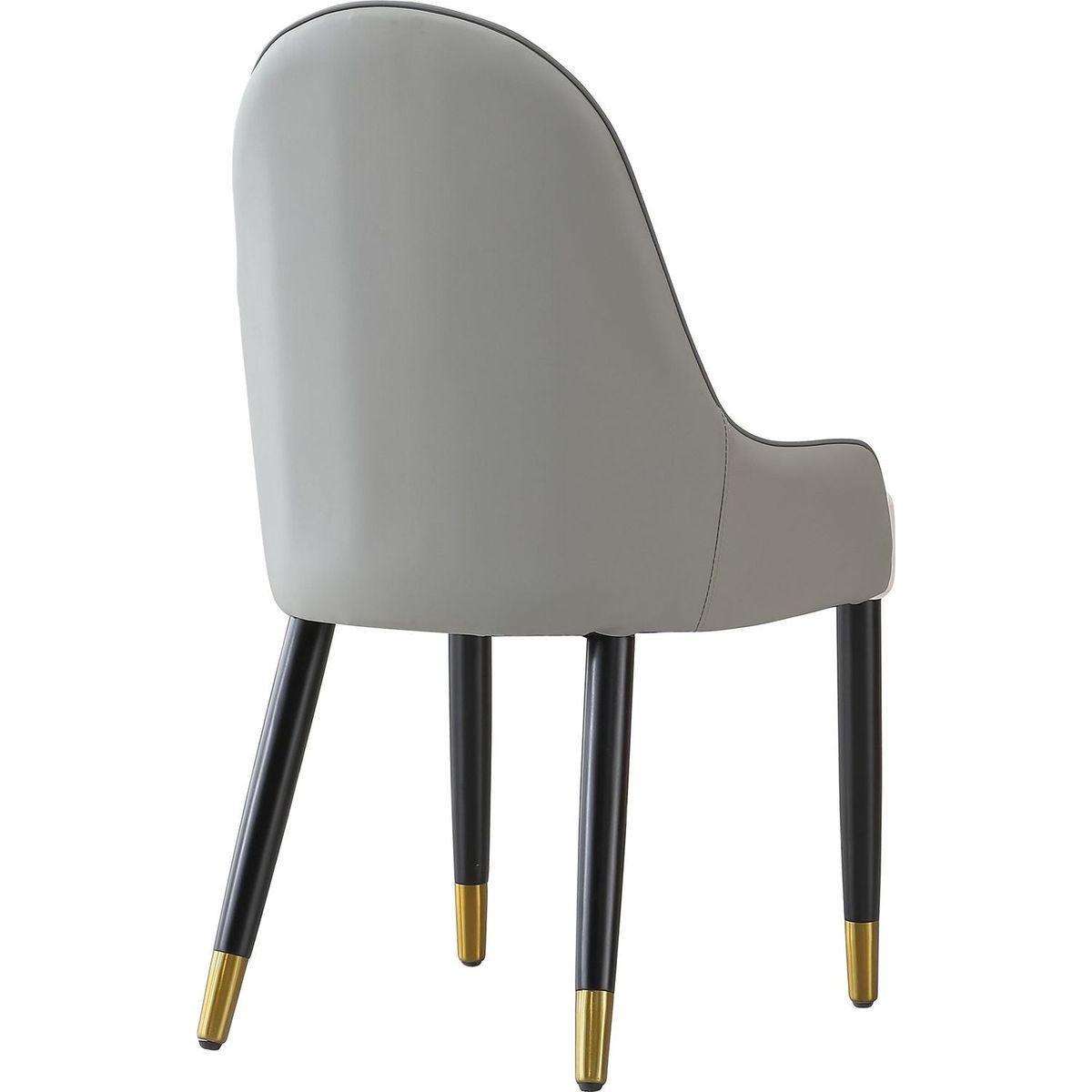 Modern Dining Chairs Set of 2 pcs Faux leather Dining Chair with Metal legs for Living Room/Dining Room/Reception Room(White+Gray)