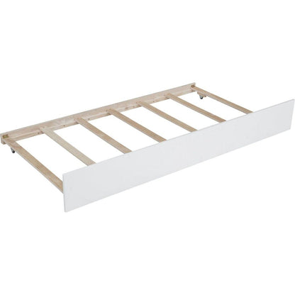 Twin Size Wooden House Bed with Twin Size Trundle, White