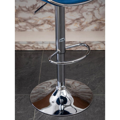 Masaccio Velvet Upholstered Adjustable Swivel Barstool, Set of 2, Blue