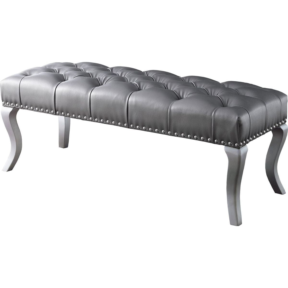 Decor Maxem Tufted FabricUpholstered Bench with Nailhead Trim
