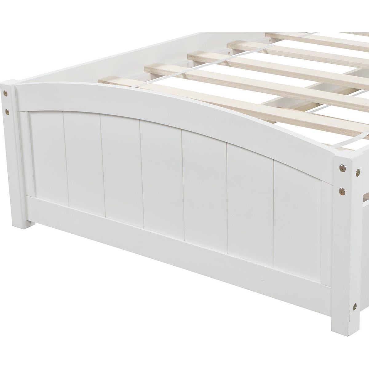 Twin size Platform Bed with Two Drawers, White