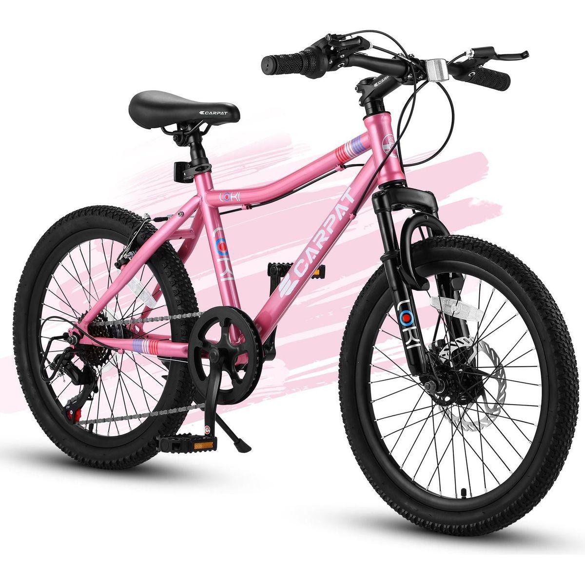 S20101 20 Inch Kids Bike, Boys Girls Mountain Bike Ages 8-12, 7 Speed Teenager Children Kids' Bicycles, Front Suspension Disc U Brake, 14 Inch Height Steel Frame