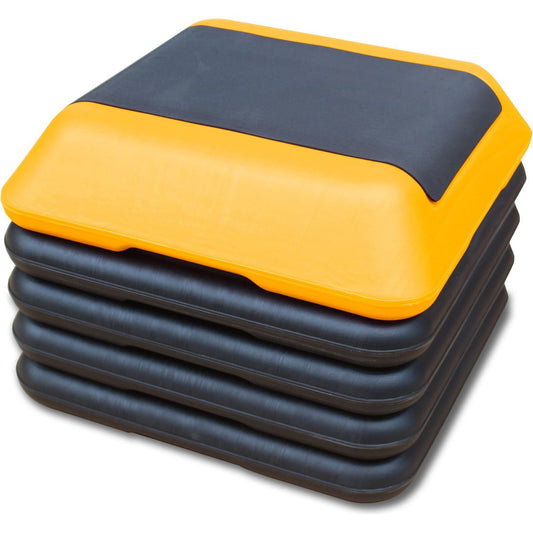 Height-Adjustable Step Aerobics Platform Fitness Equipment Stepper Trainer Exercise Step Platform with 4 Riser Yellow