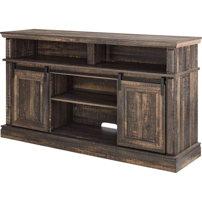 Media Console Table with Storage Cabinet, Mid Century style Entertainment TV Table, Multipurpose Sliding Door TV Cabinet Large Storage Space, 58.11"Wx15.79"Dx32.36"H Antique brown