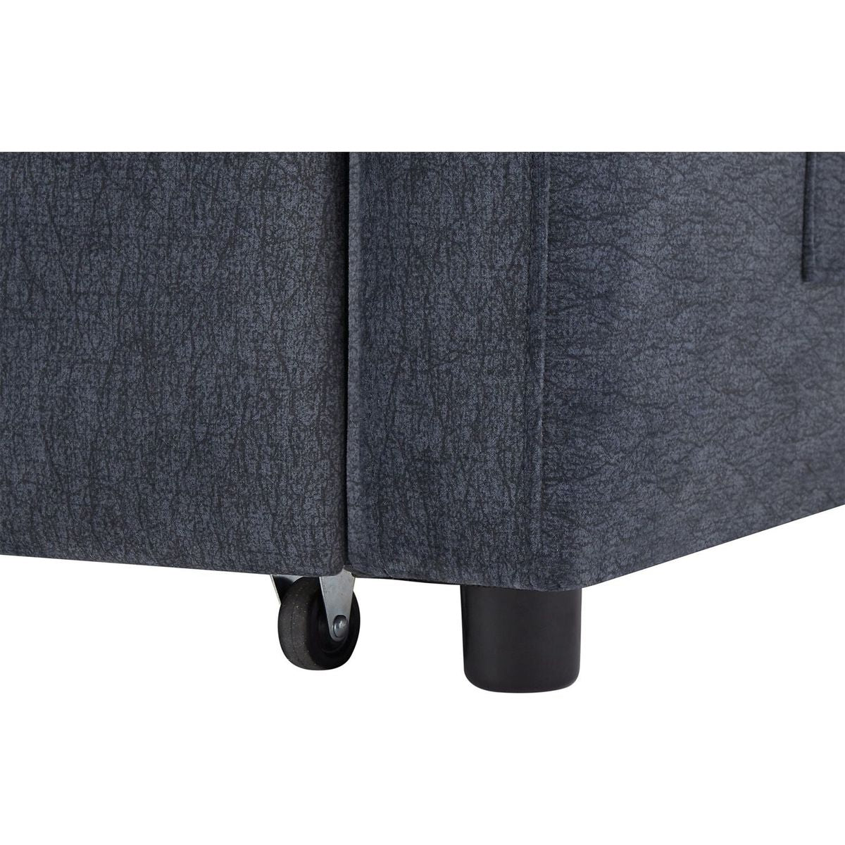 55.9" Convertible Sofa Bed Loveseat Sofa with Three USB Ports, Two Side Pockets, Two Cup Holders and 360Swivel Phone Holder for Living Room, Blue Grey