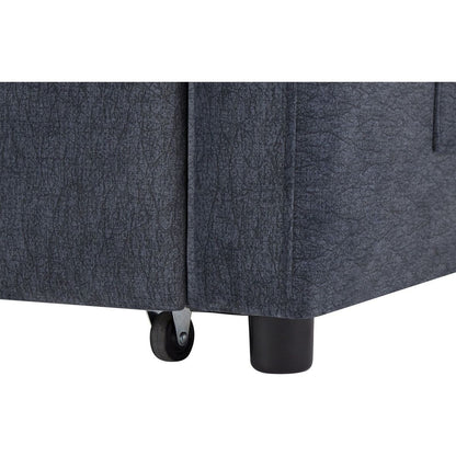 55.9" Convertible Sofa Bed Loveseat Sofa with Three USB Ports, Two Side Pockets, Two Cup Holders and 360Swivel Phone Holder for Living Room, Blue Grey