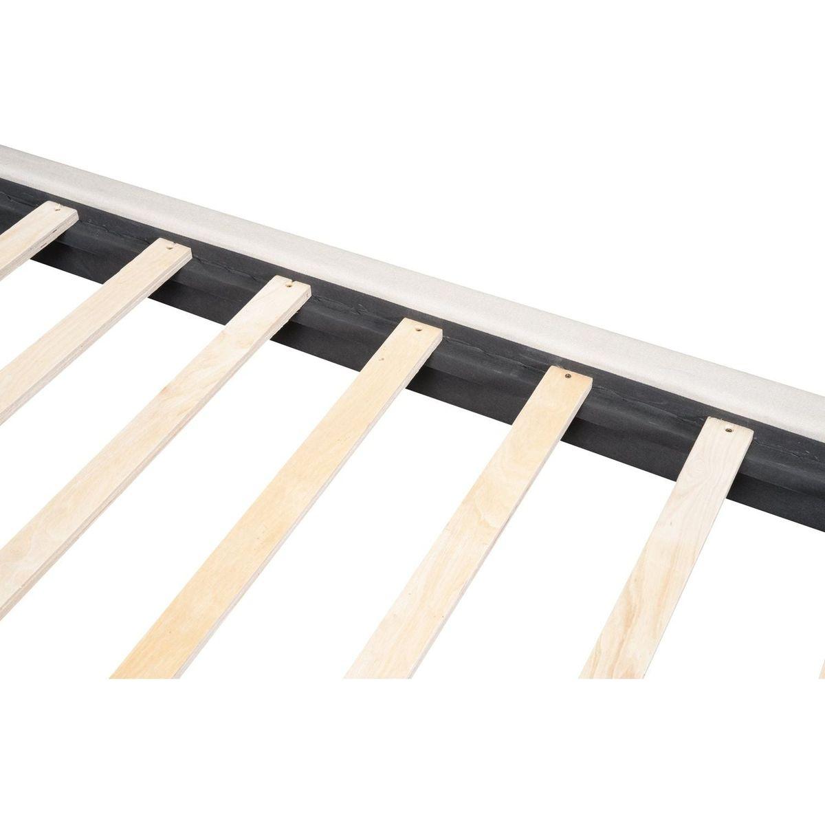 Queen Size Upholstered Platform Bed with LED Lights and U-Shaped Headboard, Linen Fabric, Beige