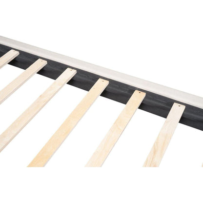 Queen Size Upholstered Platform Bed with LED Lights and U-Shaped Headboard, Linen Fabric, Beige