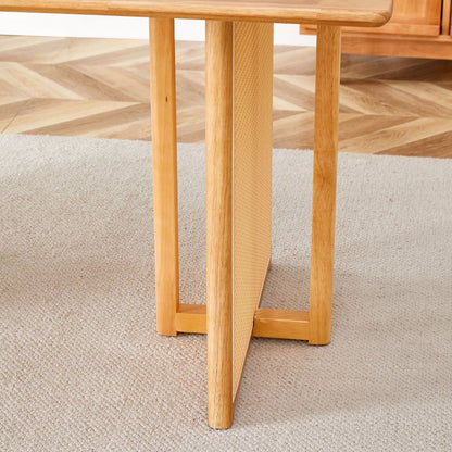 Chinese country retro solid wood dining table, simple modern imitation rattan dining table, wooden dining table, desk. Suitable for dining room, living room, office