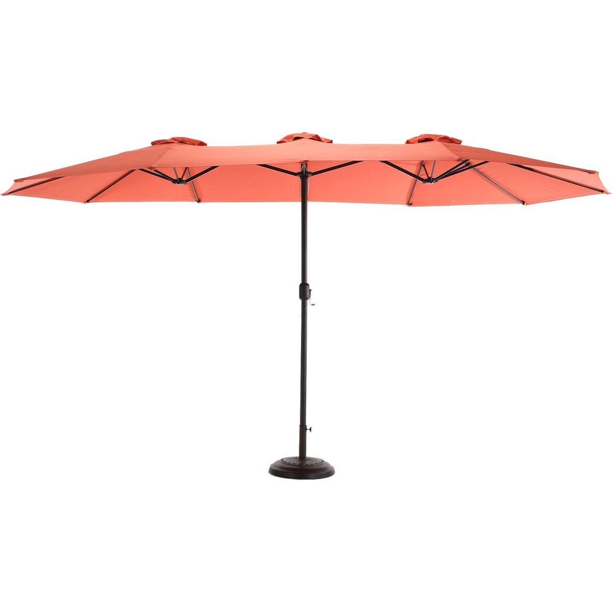 14.8 Ft Double Sided Outdoor Umbrella Rectangular Large with Crank (Orange)