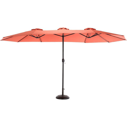 14.8 Ft Double Sided Outdoor Umbrella Rectangular Large with Crank (Orange)
