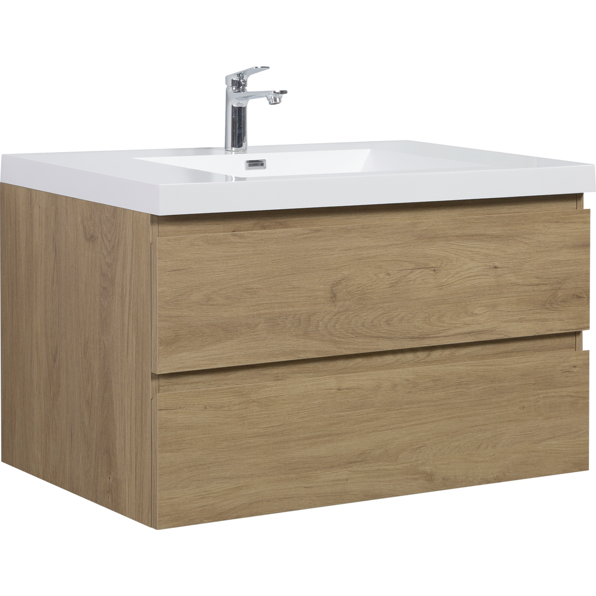 42" Floating Bathroom Vanity with Sink, Modern Wall-Mounted Bathroom Storage Vanity Cabinet with Resin Top Basin and Soft Close Drawers, Natural Oak