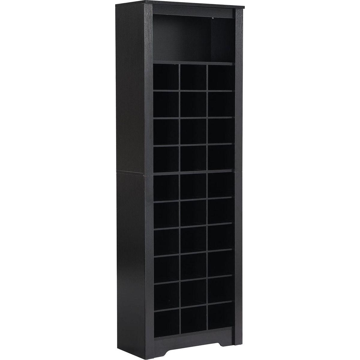 Stylish Design 30 Shoe Cubby Console, Contemporary Shoe Cabinet with Multiple Storage Capacity, Free Standing Tall Cabinet with Versatile Use for Hallway, Bedroom, Black