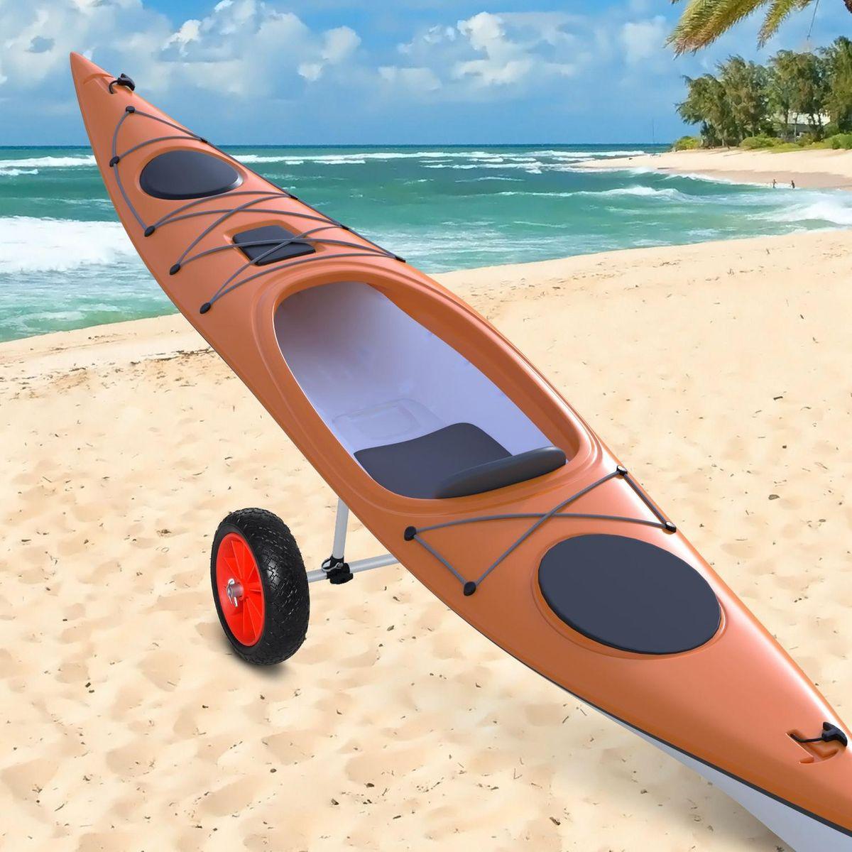 Soozier Universal Kayak Cart, Trolley Trailer Kayak Wheels with Strong Aluminum Frame, Adjustable Width Crossbar, & Large Tires