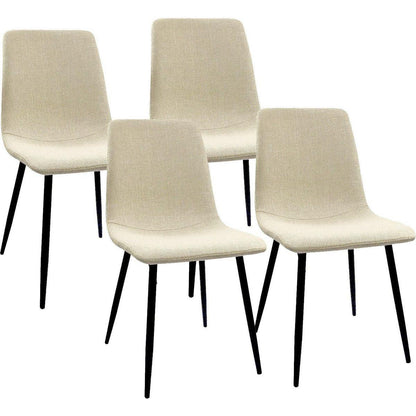 Dining Chairs Set of 4,Modern Kitchen Dining Room Chairs,Upholstered Dining Accent Chairs in linen Cushion Seat and Sturdy Black Metal Legs .Fabric dining chairs (Beige)