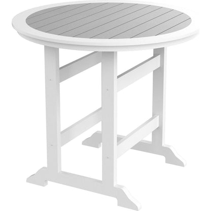HDPE Bar Table, Dining Table, Patio Bar Set, Counter Height Table For Outdoor White + Gray