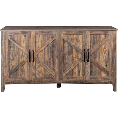 Cabinet with 4 Doors and 4 open shelgves,Freestanding Sideboard Storage Cabinet Entryway Floor Cabinet for Living Room Office Bedroom