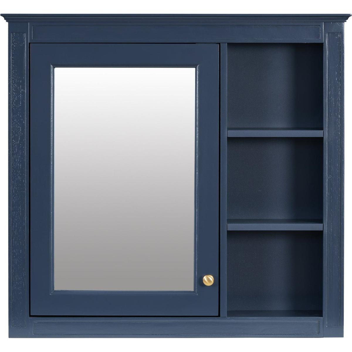 30" x 28" Medicine Cabinet, Wall Mounted Bathroom Storage Cabinet, Modern Bathroom Wall Cabinet with Mirror,Medicine Cabinet, Mirror Cabinet with 3 Open Shelves (Not Include Bathroom Vanity)